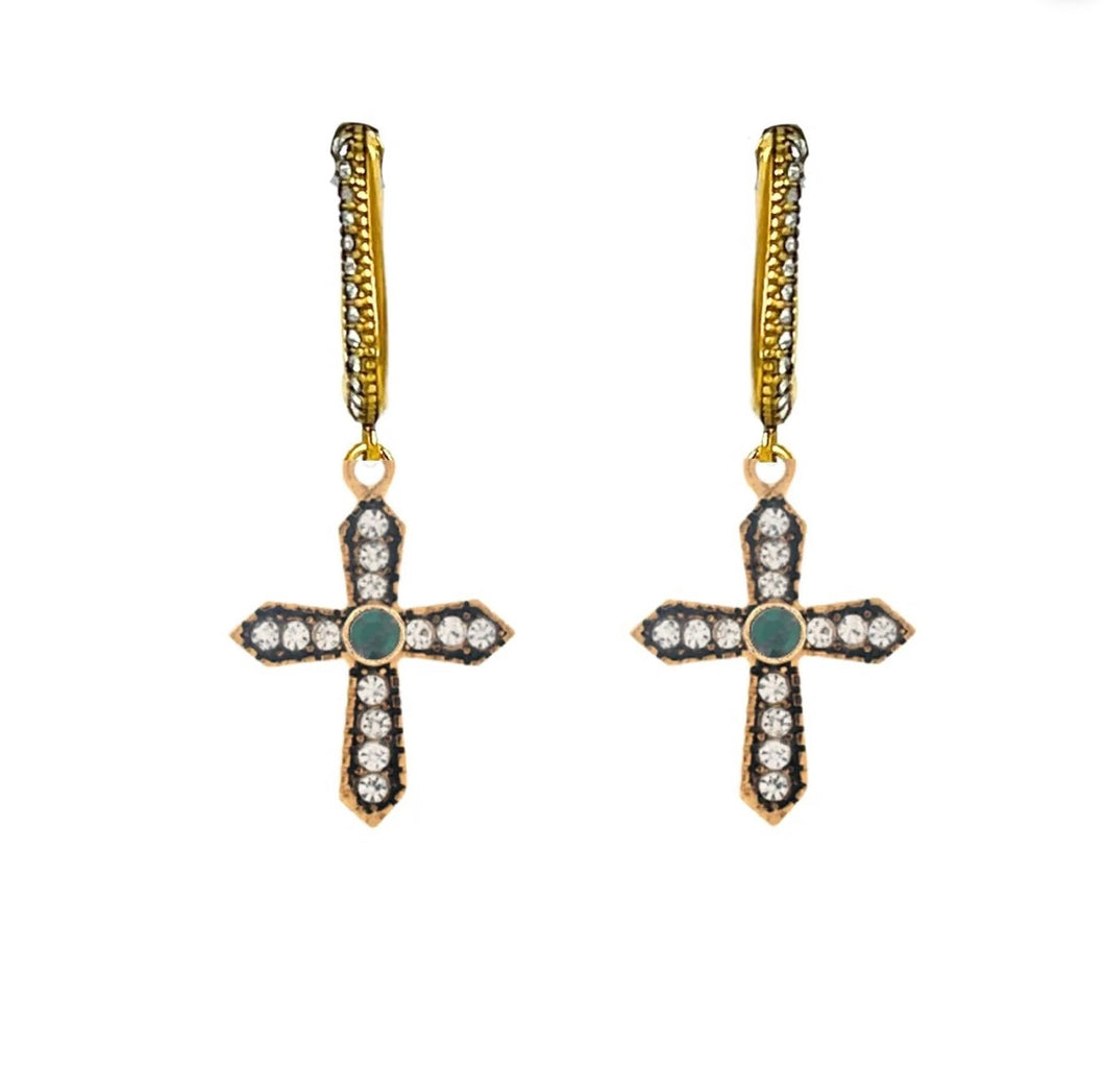 CROSSES Cz STONE EARRINGS