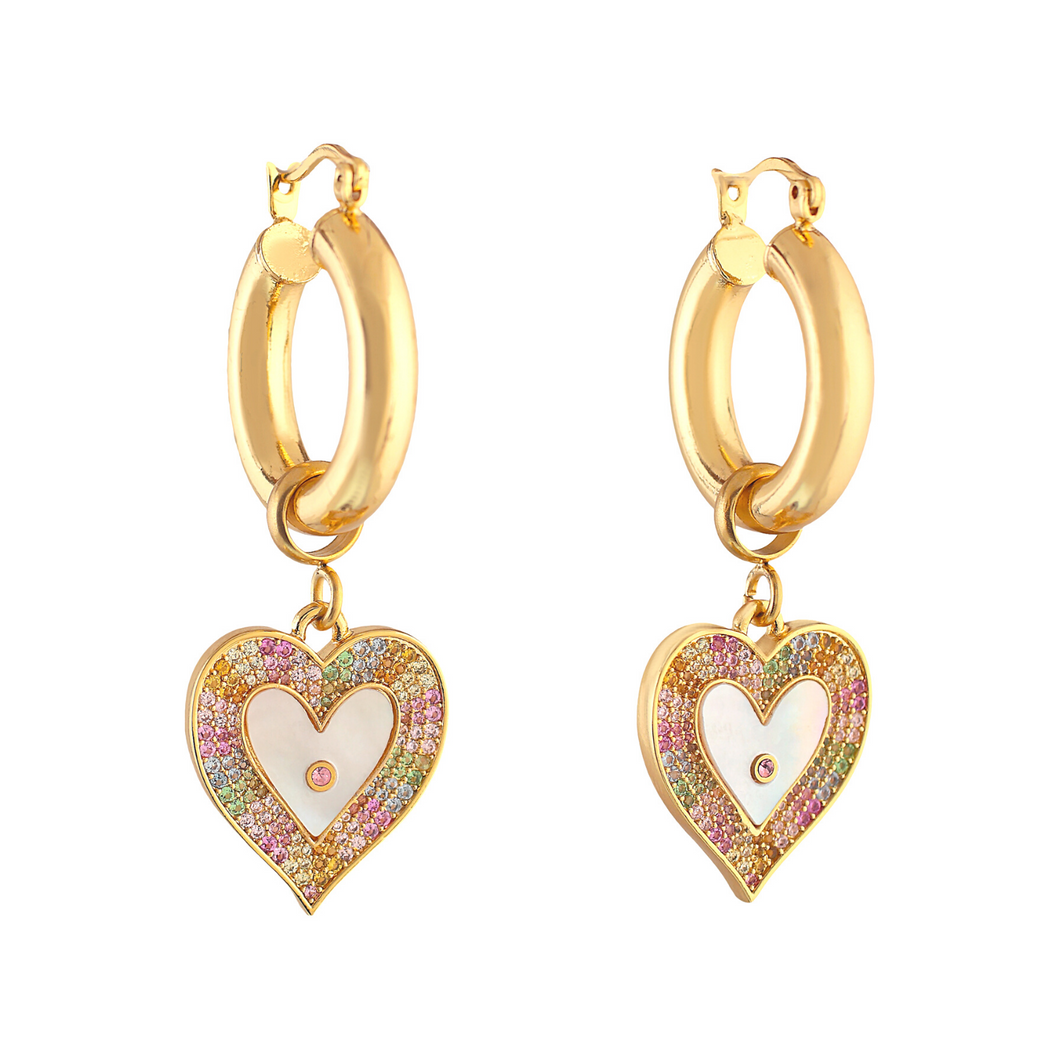 'MAGIC' Mother Pearl Heart Earrings